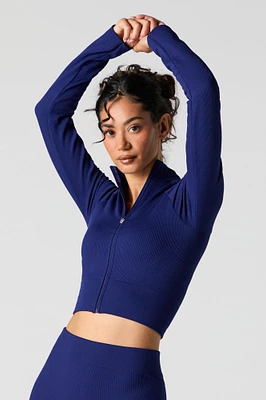 Active Seamless Ribbed Zip-Up Top
