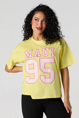 T-shirt décontracté avec motif brodé Maui en sergé