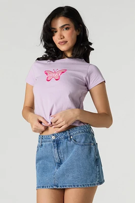 Angel Embroidered Cropped T-Shirt