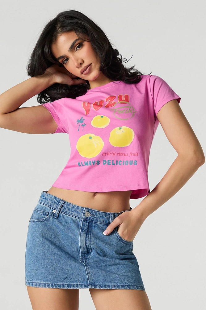Yuzu Graphic Cropped T-Shirt