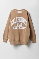 Girls Oversized Graphic Fleece Sweatshirt