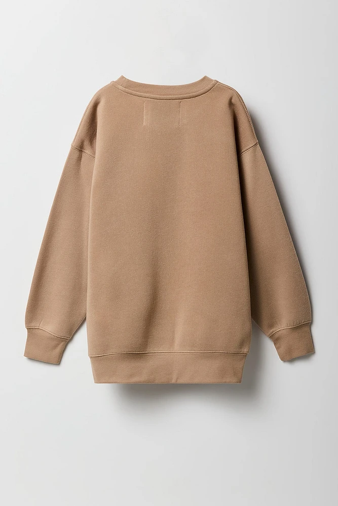 Girls Oversized Graphic Fleece Sweatshirt
