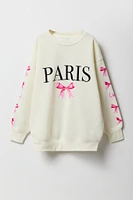 Girls Oversized Graphic Fleece Sweatshirt