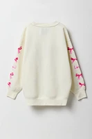 Girls Oversized Graphic Fleece Sweatshirt