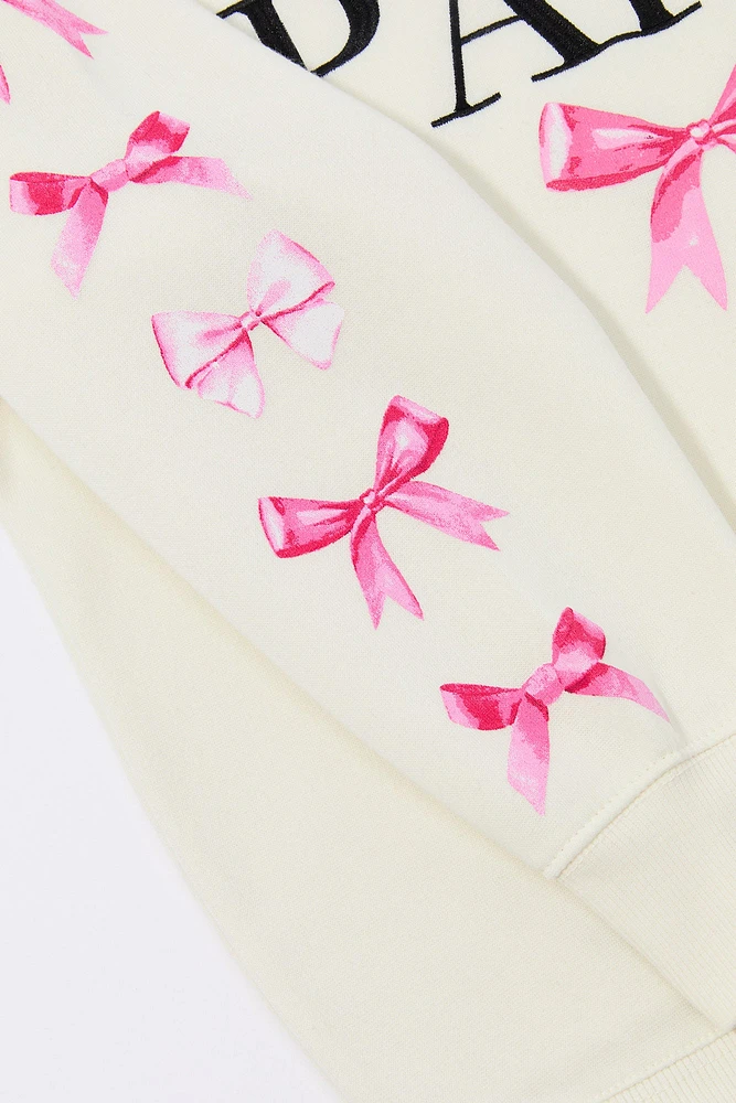 Girls Oversized Graphic Fleece Sweatshirt