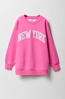 Girls Oversized Graphic Fleece Sweatshirt