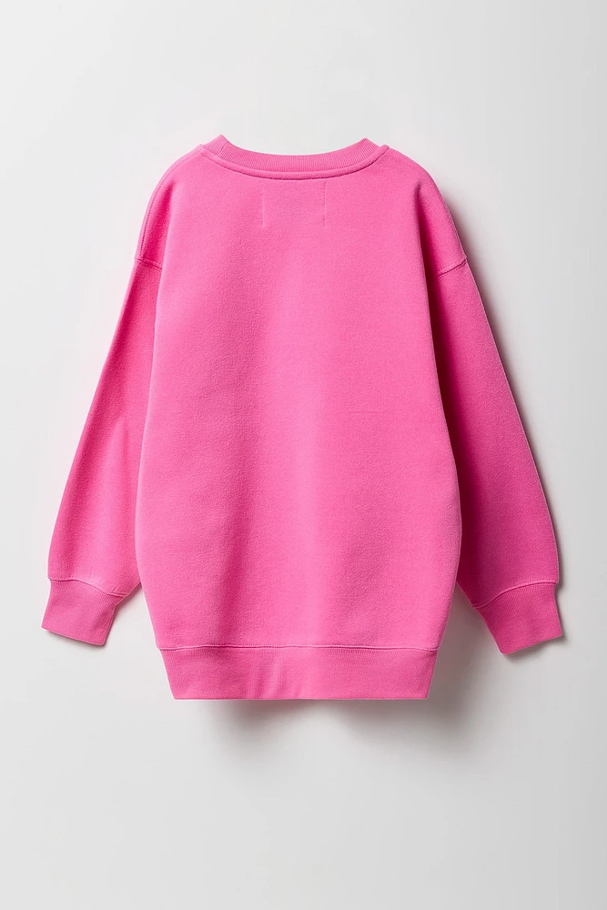 Girls Oversized Graphic Fleece Sweatshirt
