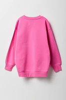 Girls Oversized Graphic Fleece Sweatshirt