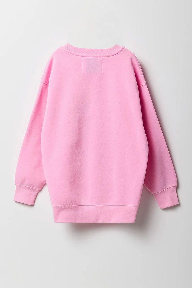 Girls Oversized Graphic Fleece Sweatshirt