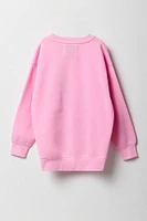 Girls Oversized Graphic Fleece Sweatshirt