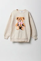 Girls Oversized Graphic Fleece Sweatshirt
