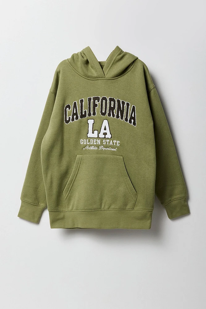 Girls Oversized City Graphic Fleece Hoodie