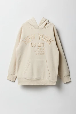 Girls Oversized City Graphic Fleece Hoodie