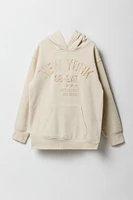 Girls Oversized City Graphic Fleece Hoodie