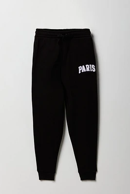 Jogger en molleton avec motif brodé City chenille pour fille