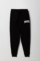 Jogger en molleton avec motif brodé City chenille pour fille
