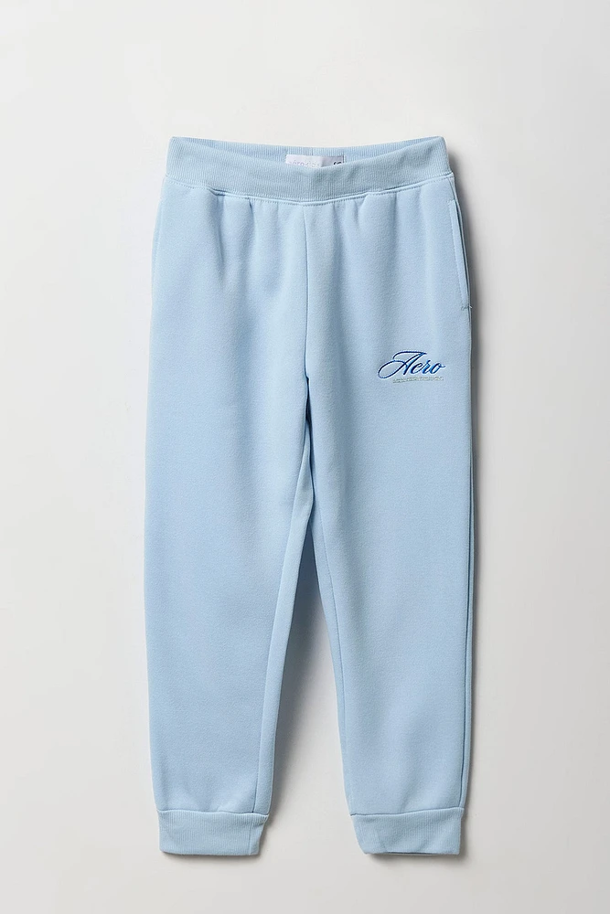 Girls Blue Aero Embroidered Fleece Jogger