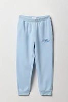 Girls Blue Aero Embroidered Fleece Jogger