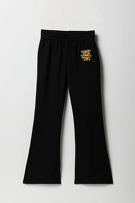 Pantalon d'entraînement à jambe large en molleton avec motid brodé pour fille
