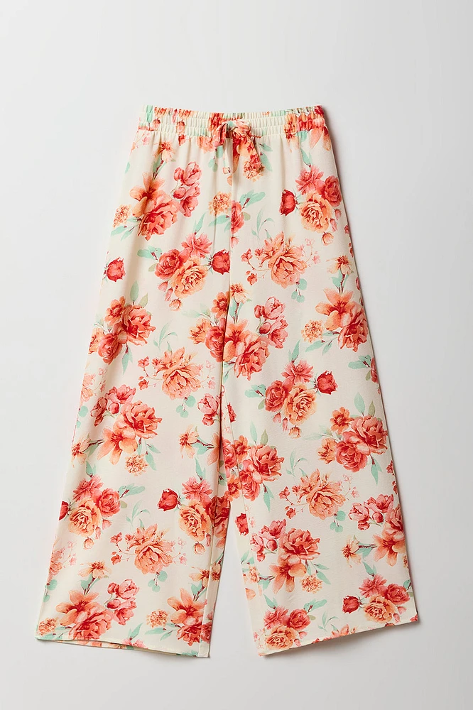 Girls Floral Flowy Wide Leg Pant