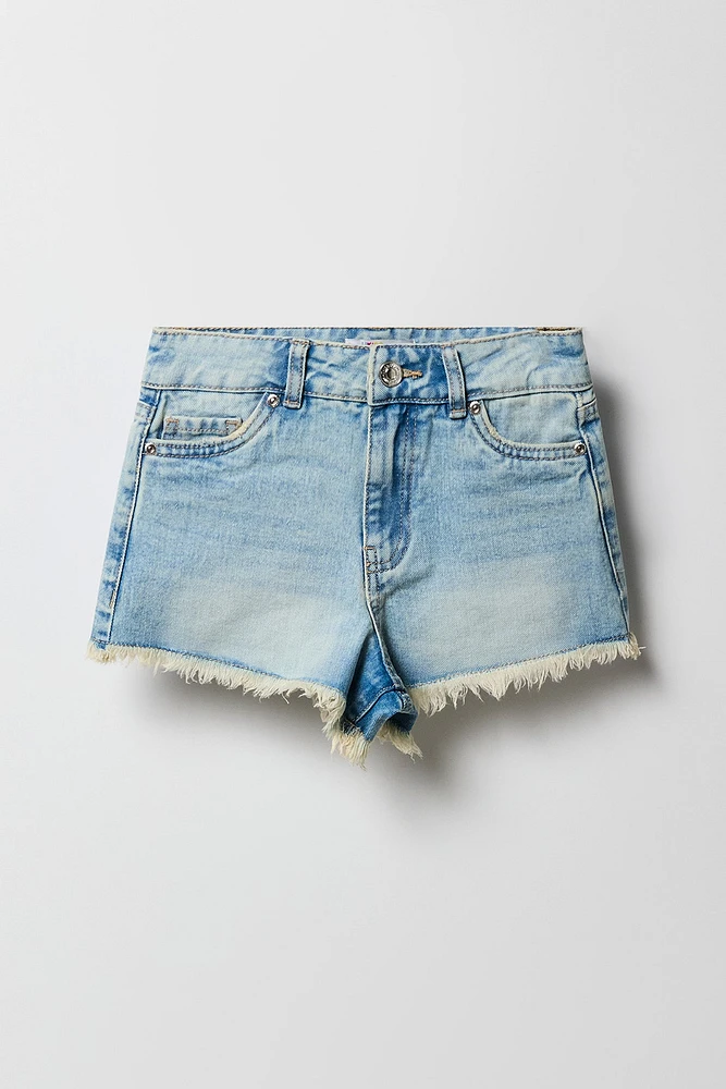 Short de plage avec ourlet frangé pour fille