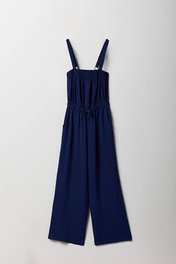 Girls Drawstring Waist Wide Leg Jumpsuit