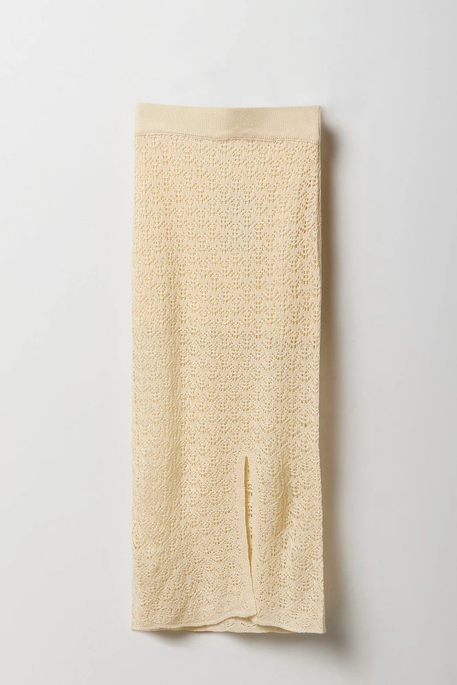 Girls Crochet Knit Maxi Skirt
