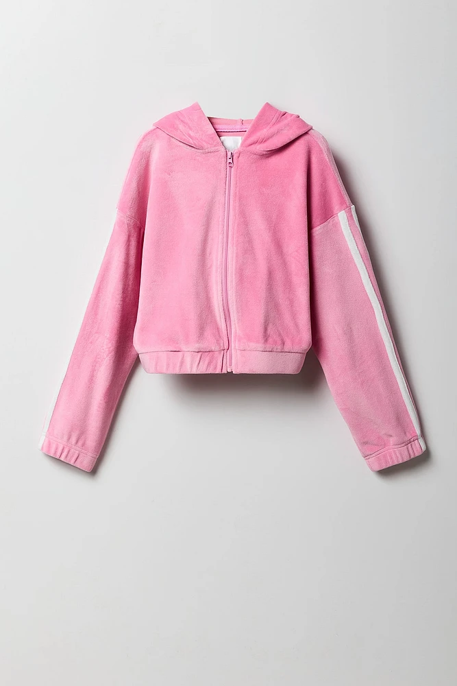 Girls Active Velour Zip-Up Hoodie