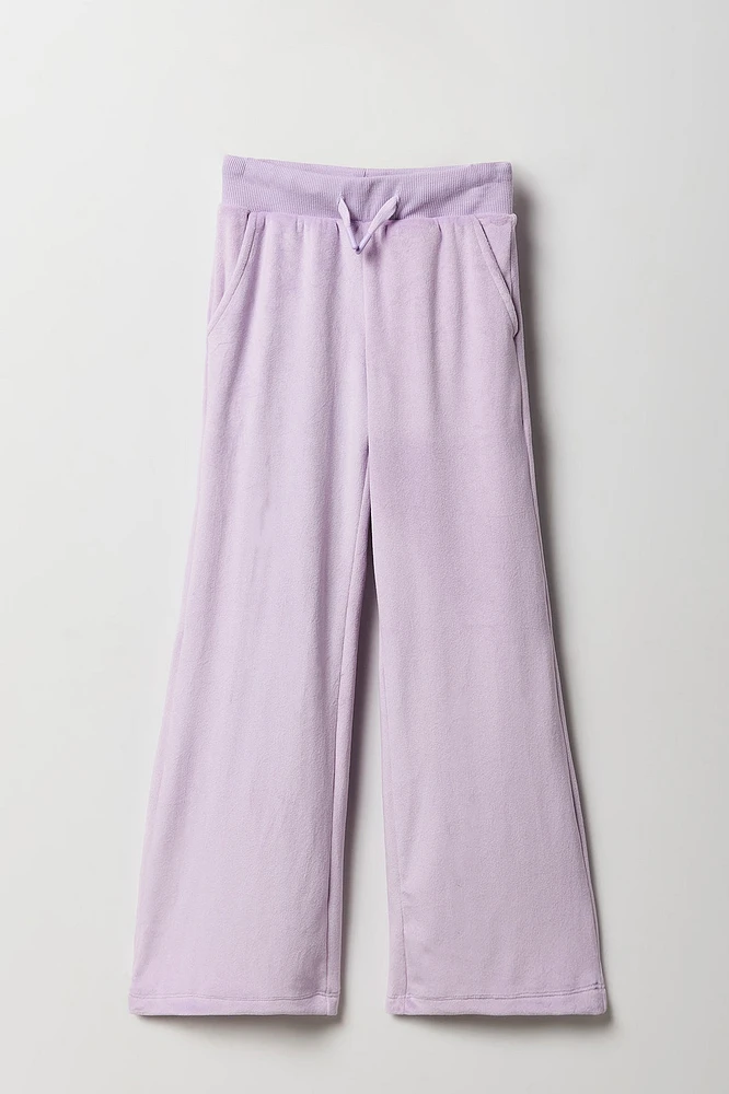 Pantalon à jambe large en velours avec imprimé Aeropostale pour fille