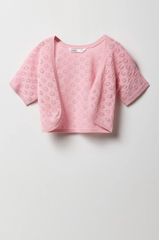 Girls Pointelle Knit Shrug