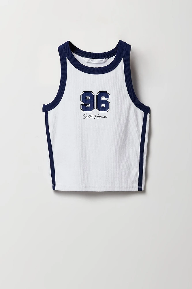 Girls Varsity Graphic Ribbed Ringer Tank