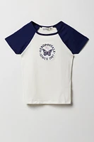T-shirt raglan avec motif brodé Aero papillon pour fille