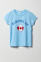 Girls Elbows Up Blue Canada Graphic T-Shirt