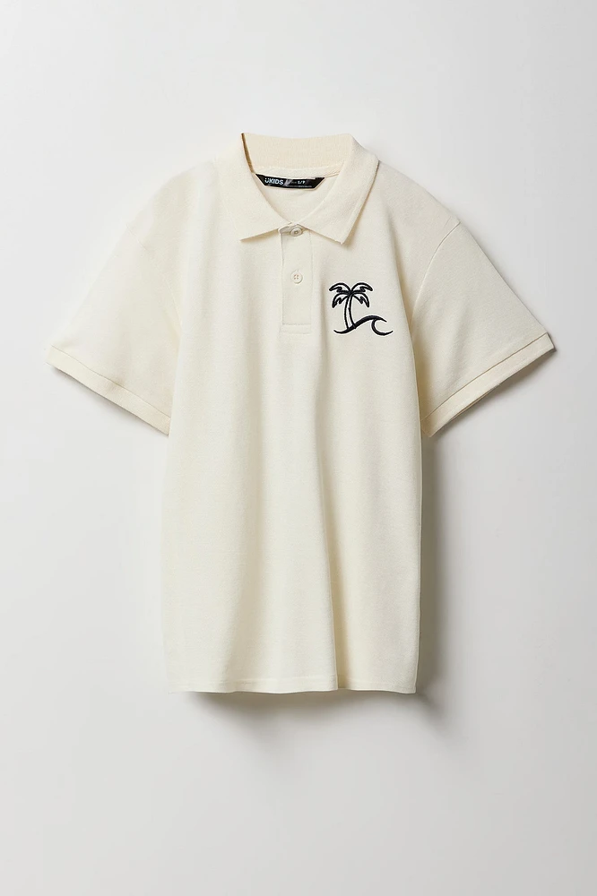 Boys Palm Tree Embroidered Polo