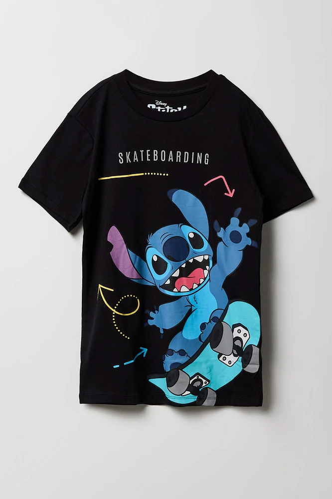Kids Stitch Skateboarding Graphic T-Shirt