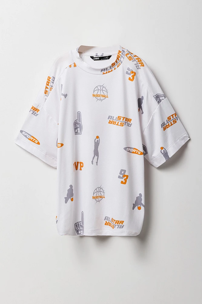 Boys Active Basketball Print T-Shirt
