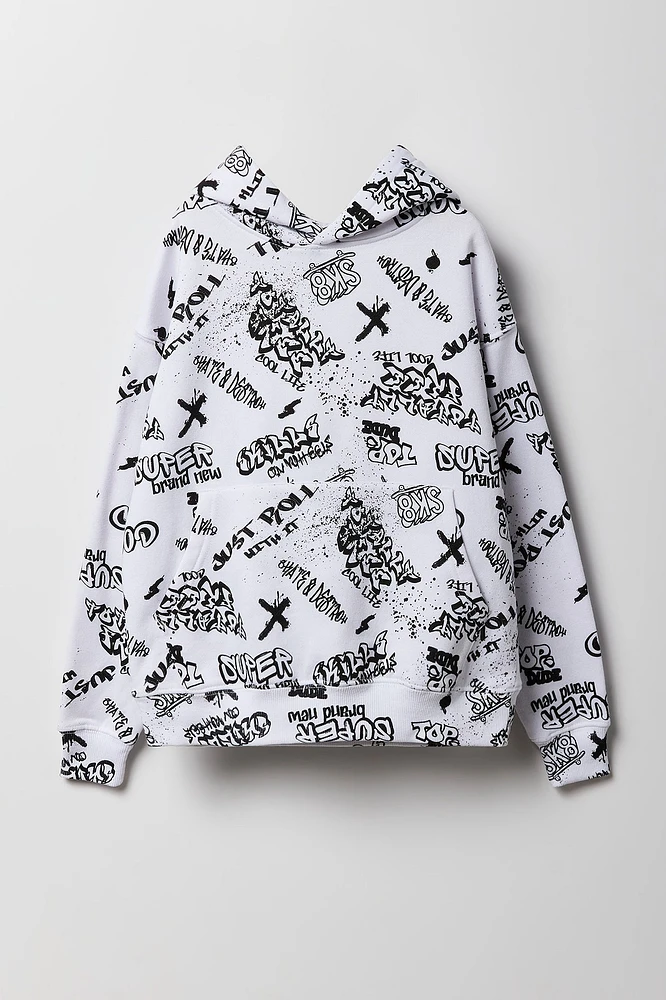 Kids Graffiti Skate Print Fleece Hoodie
