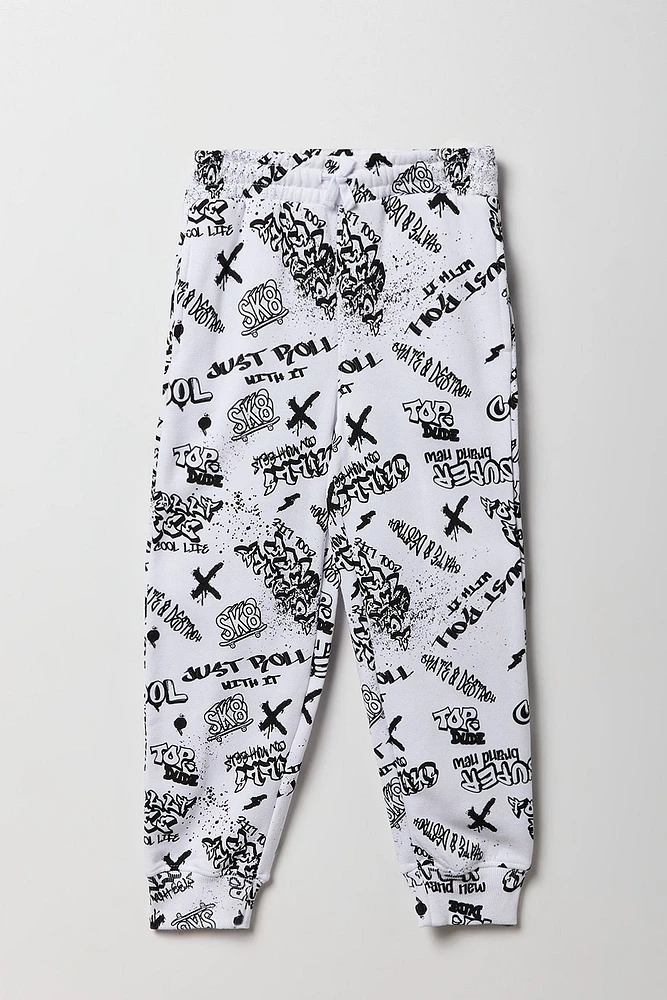 Kids Graffiti Skate Print Fleece Jogger