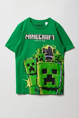 Kids Minecraft Movie Green Graphic T-Shirt