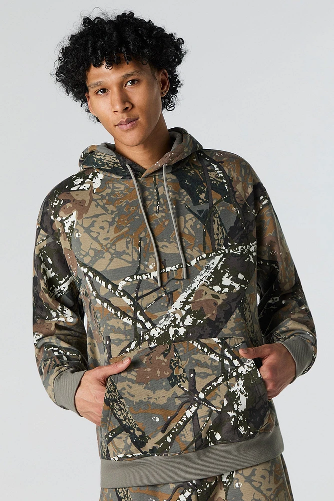 Camo Print Fleece Hoodie