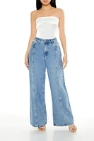 Jean à jambe large et taille haute avec pierres du Rhin