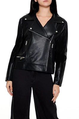 Faux Leather Zip-Up Moto Jacket