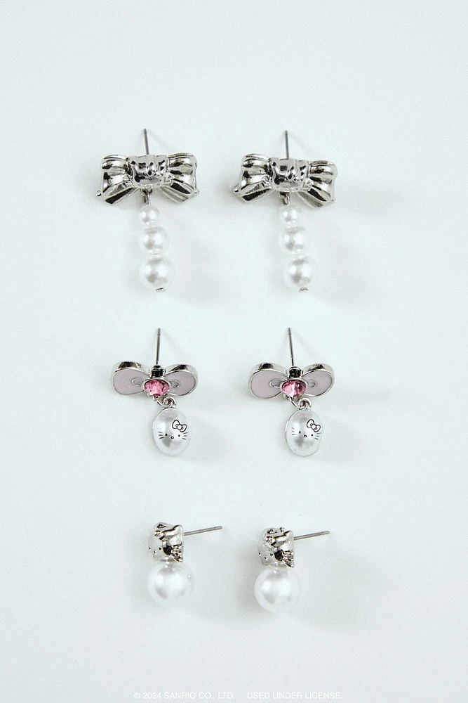 Boucles d'oreilles en similiperles Hello Kitty (Paquet de 3)
