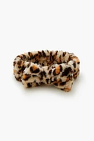 Faux Fur Leopard Print Headwrap