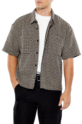 Textured Geo Knit Button-Up Top
