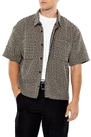 Textured Geo Knit Button-Up Top