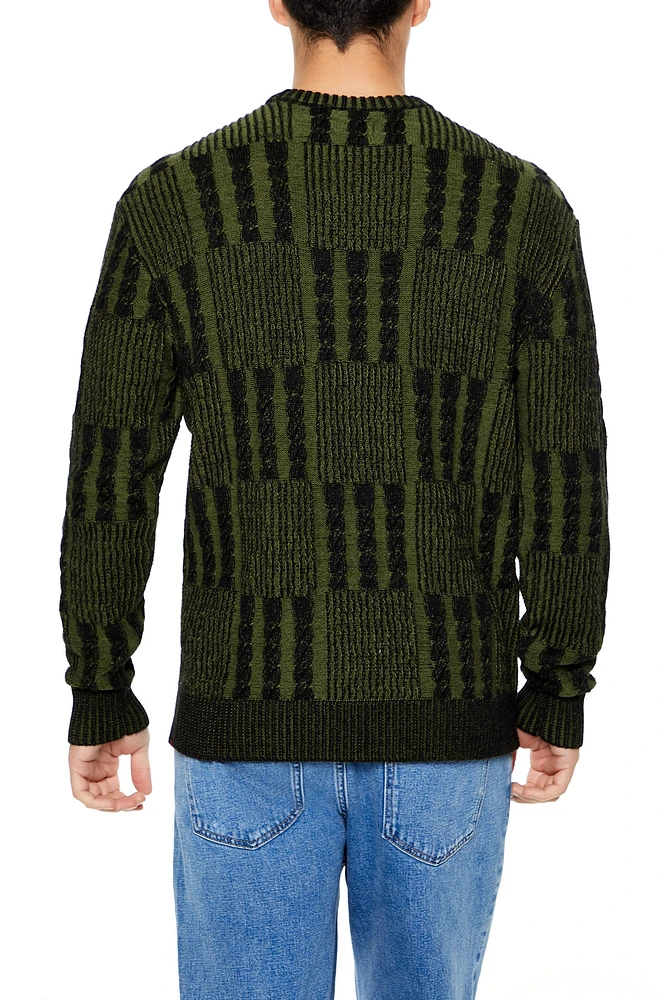 Checkered Cable Knit Sweater