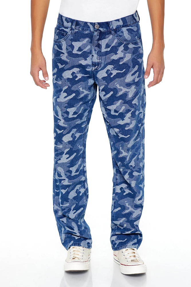 Camo Mid Rise Straight Leg Jean