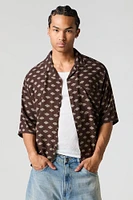 Printed Boxy Button-Up Top