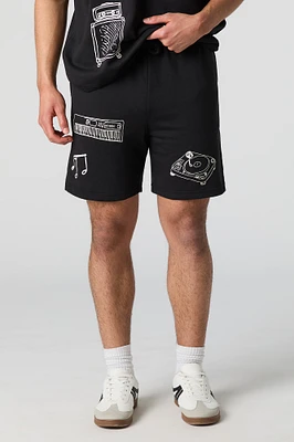 French Terry Music Print Short